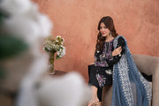 Feathers Premium Embroidered Lawn Unstitched 3Pc Suit - Amethyst Noir
