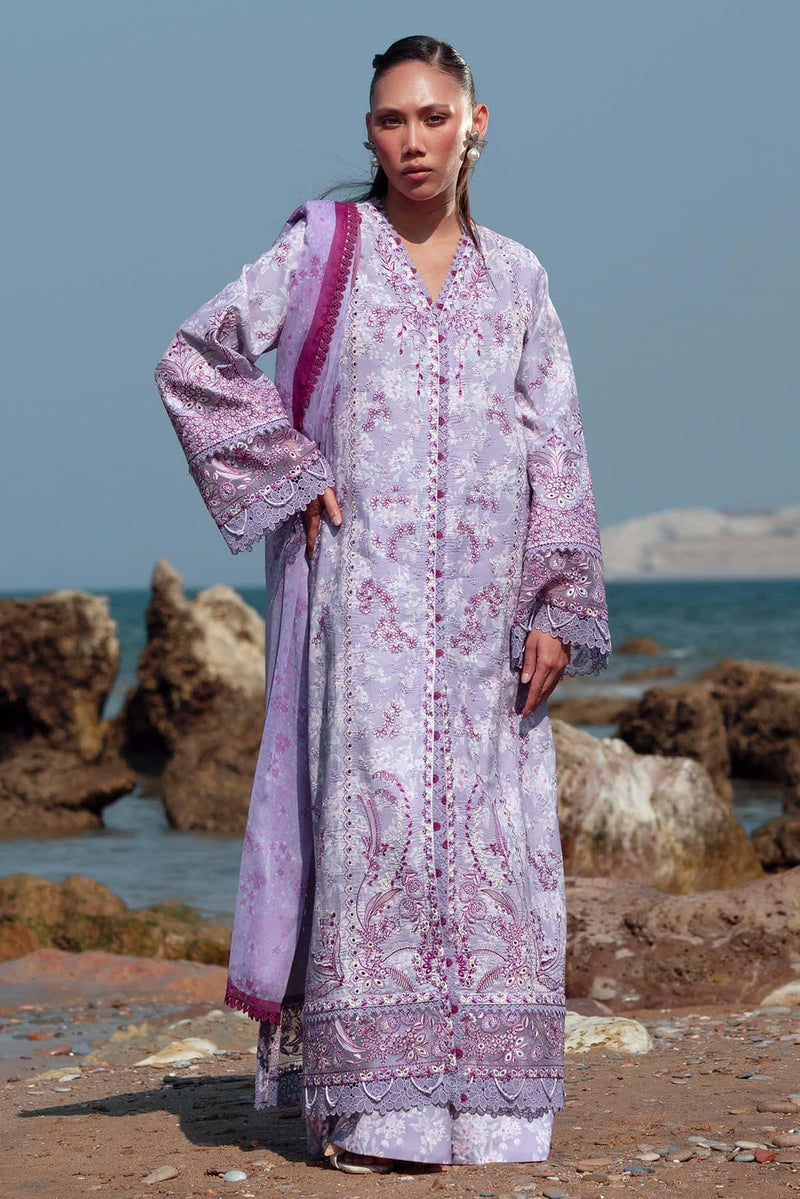 Afrozeh Summer Together Embroidered Lawn Unstitched 3Pc Suit - АMЕТHYST