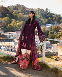 Jugnu Lahore Womenswear Embroidered Khaddar Unstitched 3Pc Suit - Amethyst