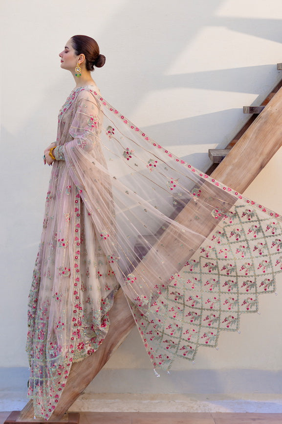 Noor by Azzal Embroidered Net Unstitched 3Pc Suit D-01 Amira