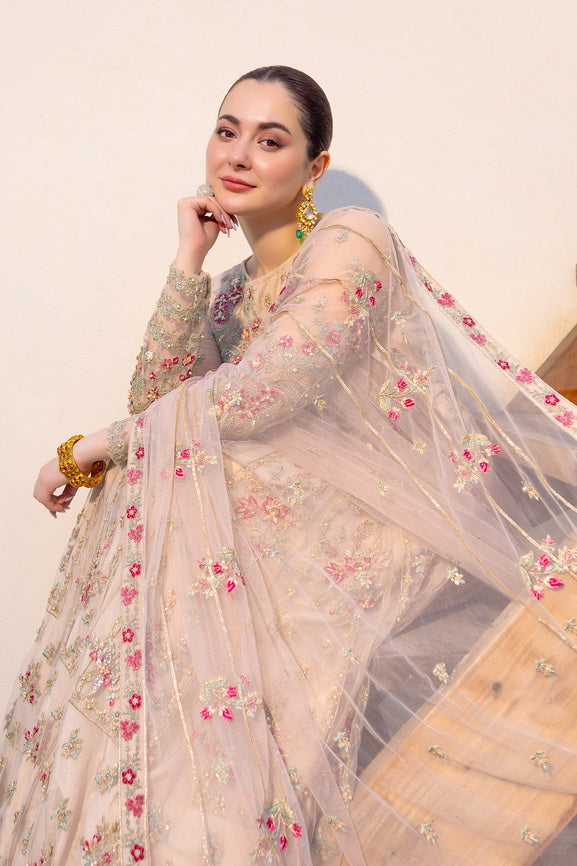 Noor by Azzal Embroidered Net Unstitched 3Pc Suit D-01 Amira