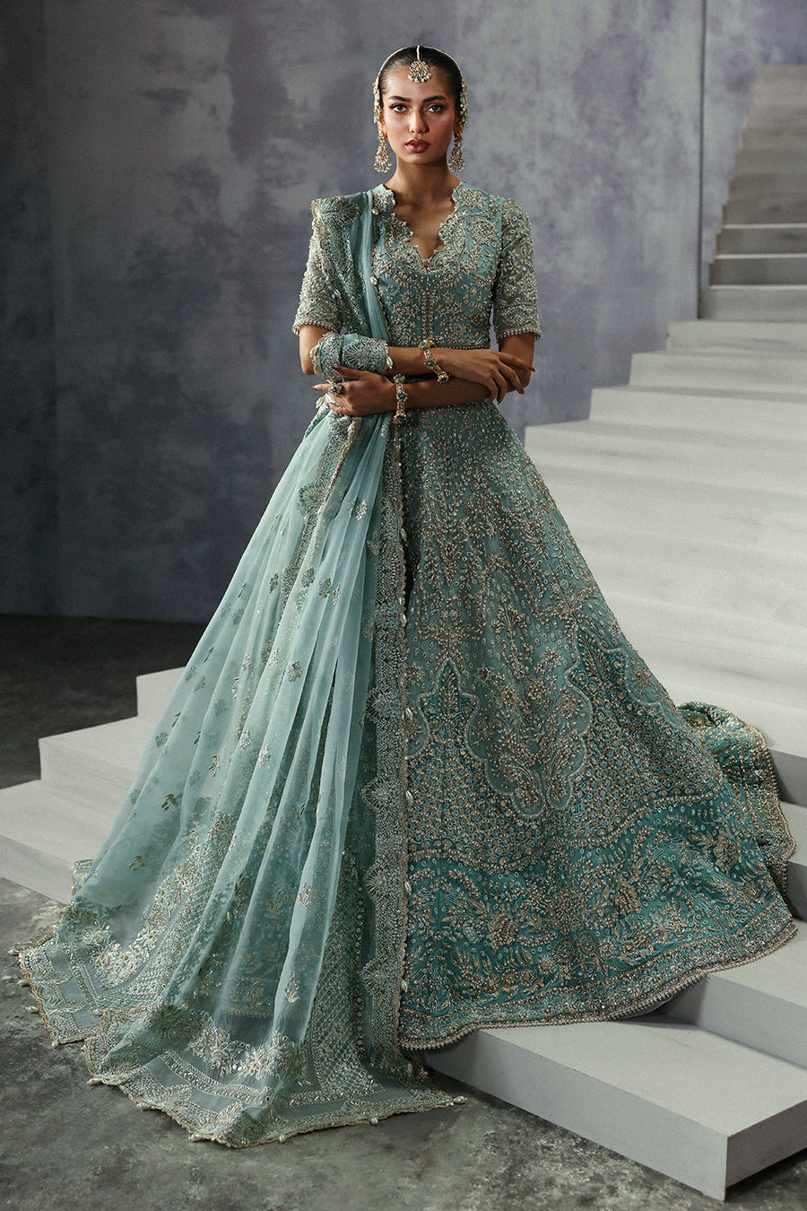Afrozeh Embroidered Luxury Bridal Organza Unstitched 3Pc Suit AFB-24-08 AMORE