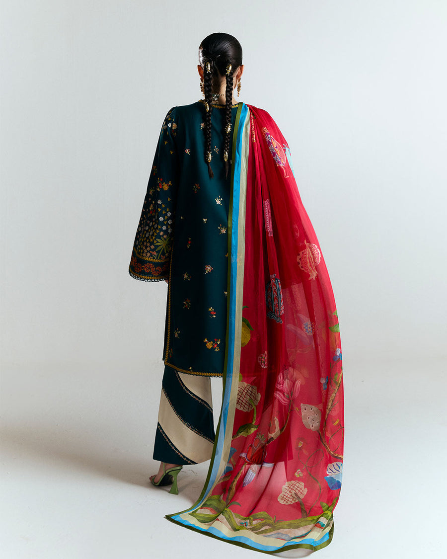 Jugnu by Hussain Rehar Unstitched Embroidered Lawn 3Pc Suit - Anara