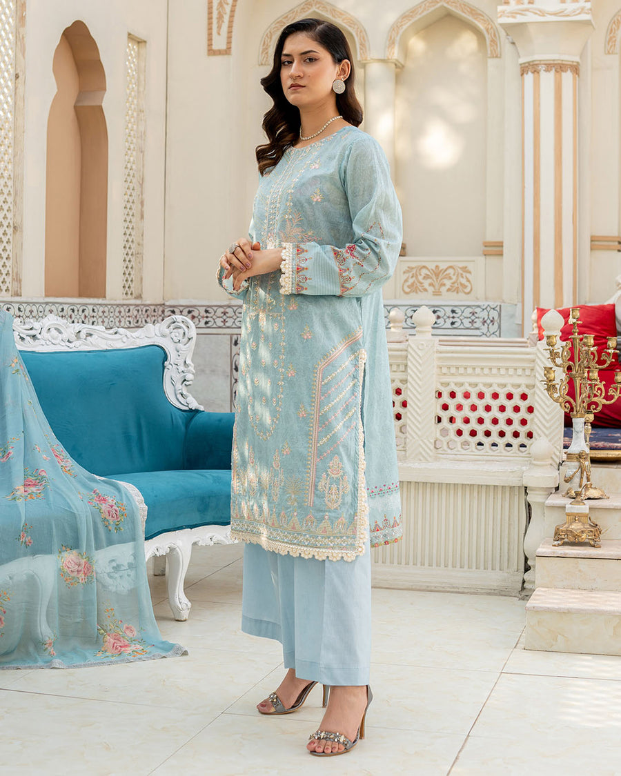 Gulnaar by Noorangi Unstitched Festive Embroidered Lawn 3Pc Suit - Anika