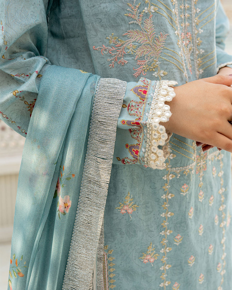 Gulnaar by Noorangi Unstitched Festive Embroidered Lawn 3Pc Suit - Anika
