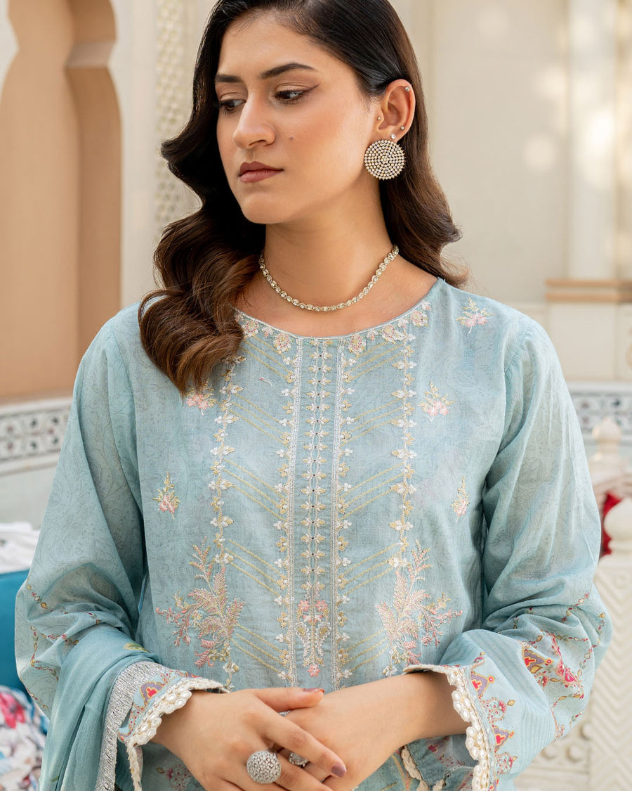 Gulnaar by Noorangi Unstitched Festive Embroidered Lawn 3Pc Suit - Anika