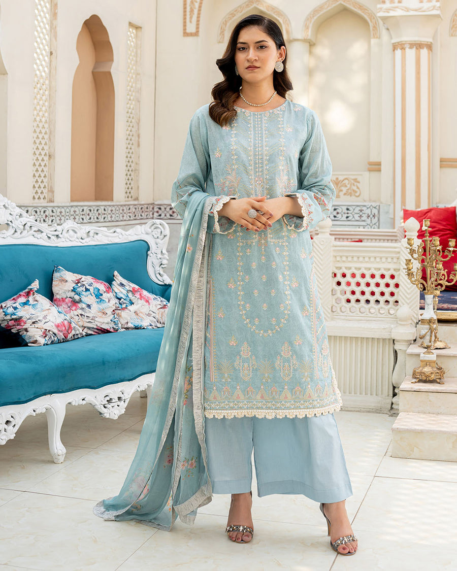 Gulnaar by Noorangi Unstitched Festive Embroidered Lawn 3Pc Suit - Anika
