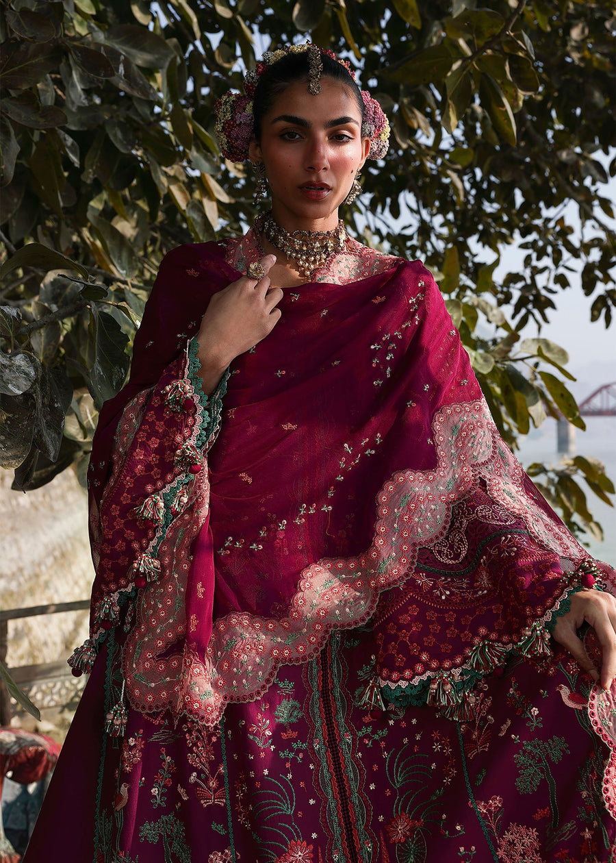 Hussain Rehar Kalabagh Unstitched Embroidered Lawn 3Pc Suit - Anjas
