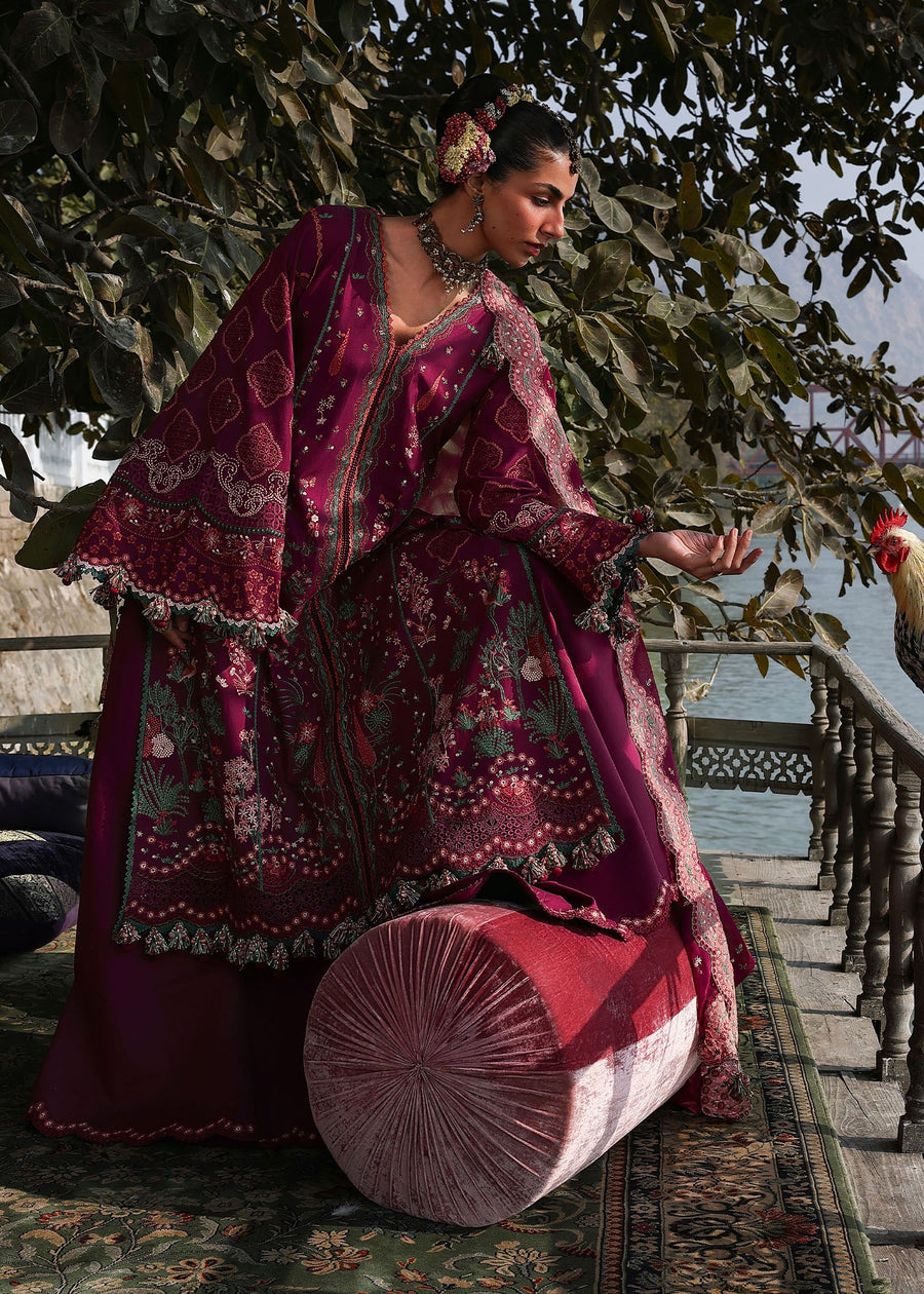 Hussain Rehar Kalabagh Unstitched Embroidered Lawn 3Pc Suit - Anjas