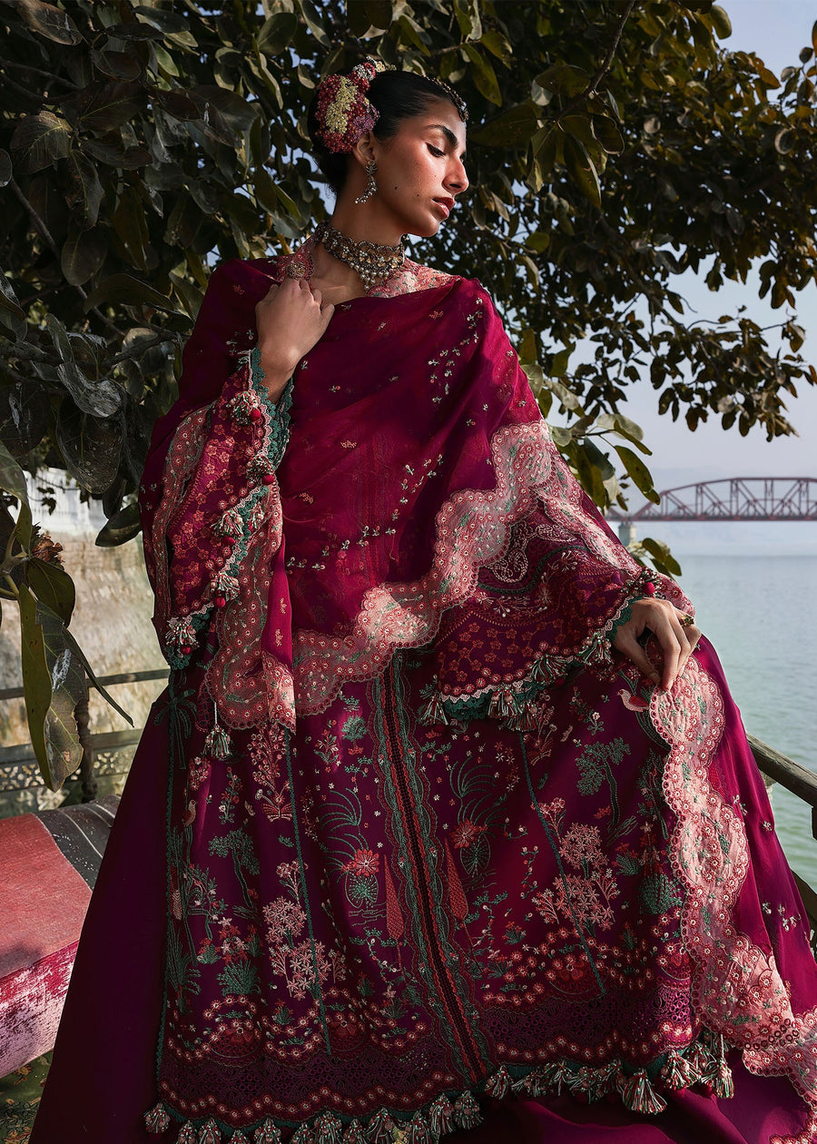 Hussain Rehar Kalabagh Unstitched Embroidered Lawn 3Pc Suit - Anjas
