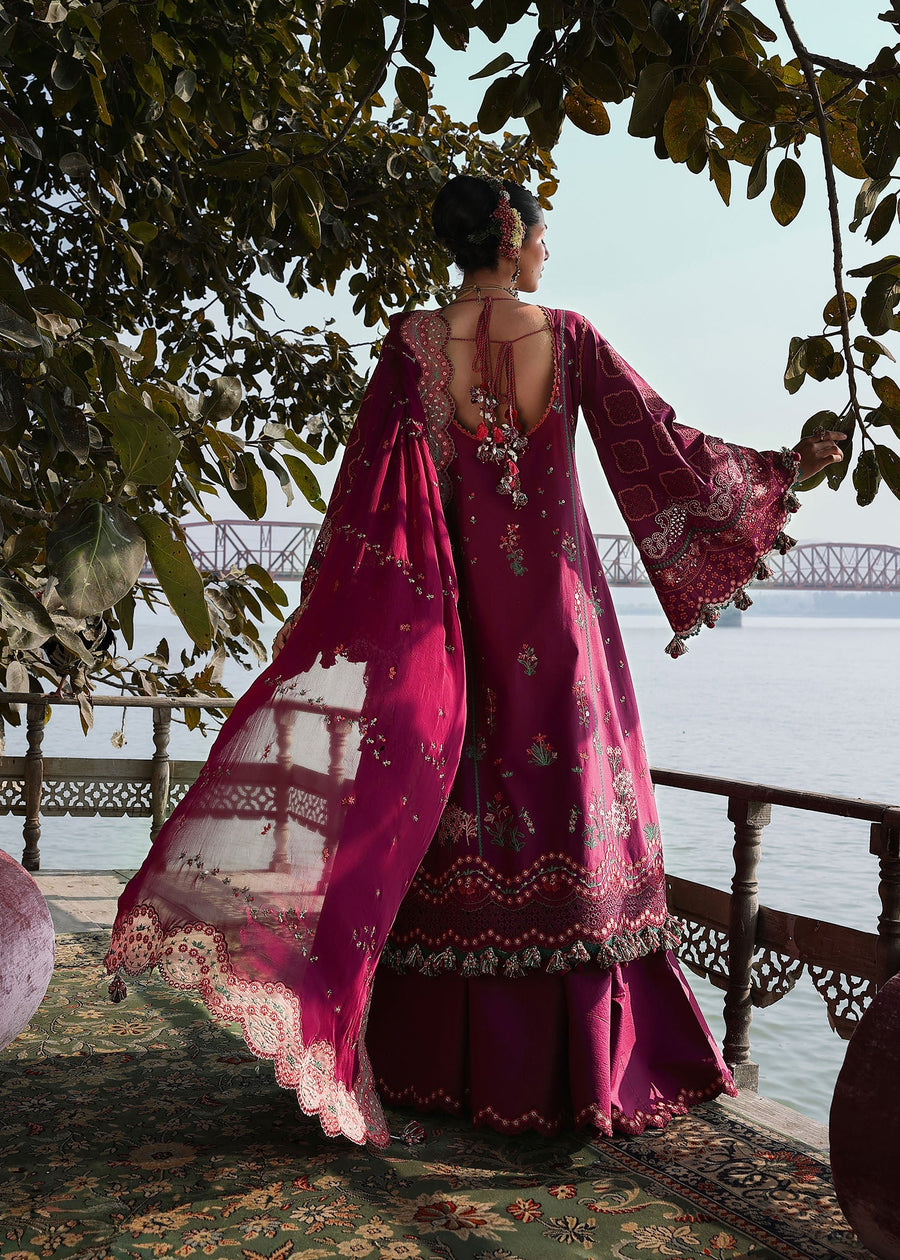 Hussain Rehar Kalabagh Unstitched Embroidered Lawn 3Pc Suit - Anjas