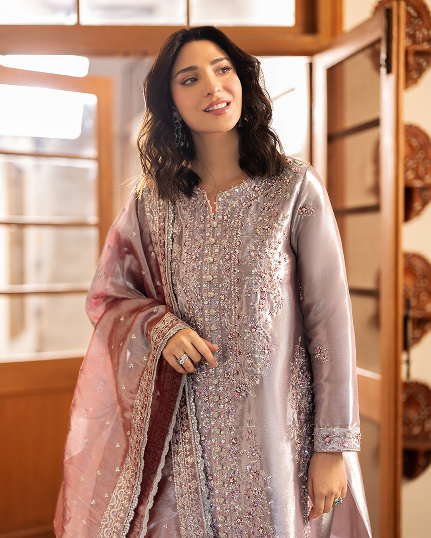 Mushq Sunehri Ramsha Edit Lama Silk Stitched 3Pc Suit - Anoushay