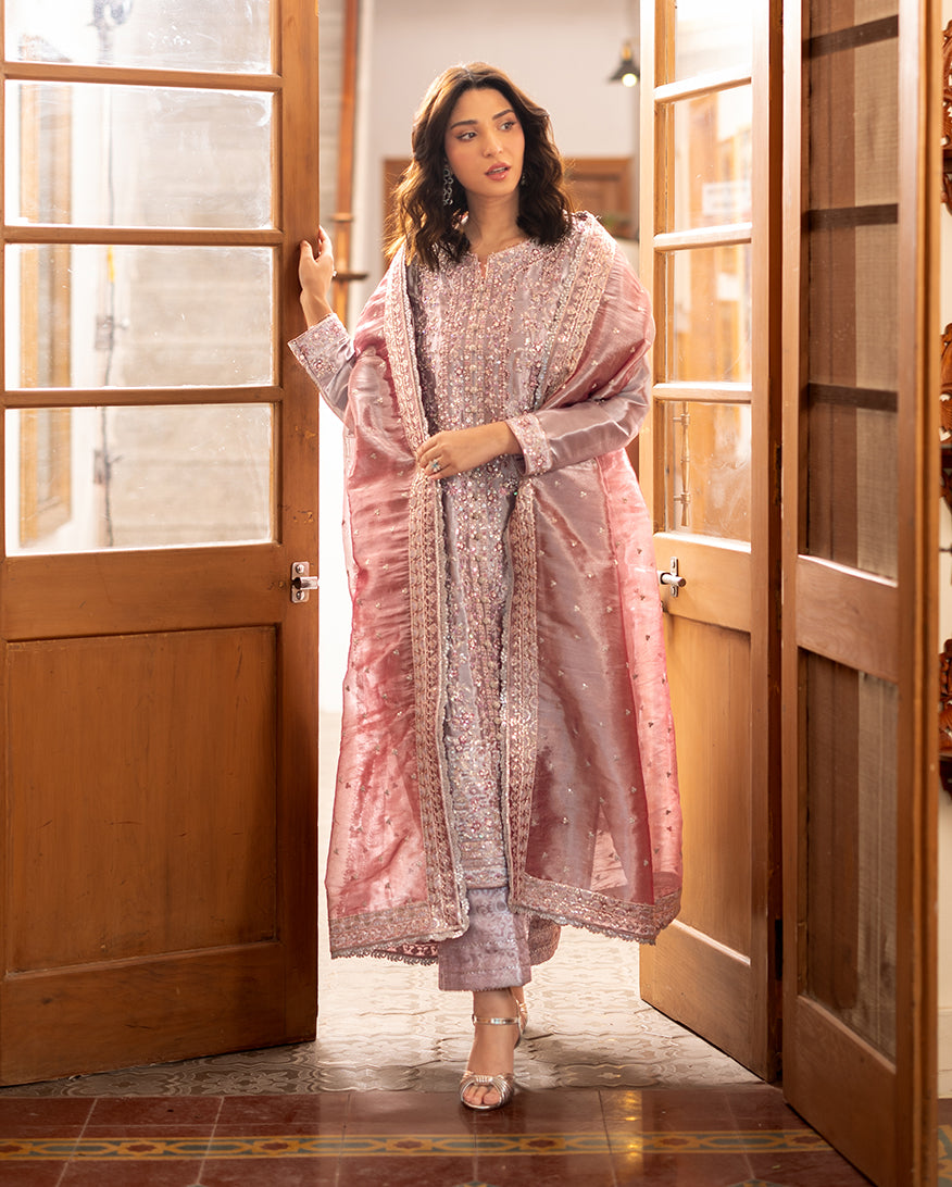 Mushq Sunehri Ramsha Edit Lama Silk Stitched 3Pc Suit - Anoushay