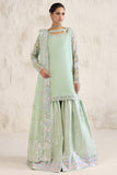 Farasha Embroidered Luxury Chiffon Unstitched 3Pc Suit - Aqua Bell