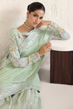 Farasha Embroidered Luxury Chiffon Unstitched 3Pc Suit - Aqua Bell