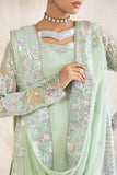 Farasha Embroidered Luxury Chiffon Unstitched 3Pc Suit - Aqua Bell