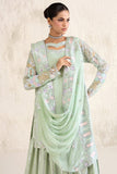 Farasha Embroidered Luxury Chiffon Unstitched 3Pc Suit - Aqua Bell