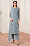 Farasha Essence Embroidered Chiffon Unstitched 3Pc Suit - Aqua Bliss