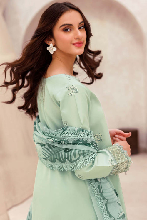 Farasha Summer Essentials Embroidered Lawn Unstitched 3Pc Suit - Aqua Cascade
