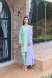 Farasha Sorine Summer Embroidered Lawn Unstitched 3Pc Suit - Aqua Cloud