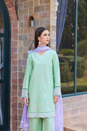 Farasha Sorine Summer Embroidered Lawn Unstitched 3Pc Suit - Aqua Cloud