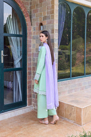 Farasha Sorine Summer Embroidered Lawn Unstitched 3Pc Suit - Aqua Cloud