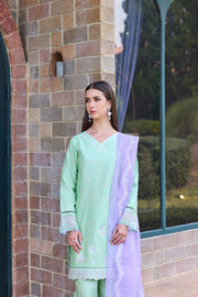 Farasha Sorine Summer Embroidered Lawn Unstitched 3Pc Suit - Aqua Cloud