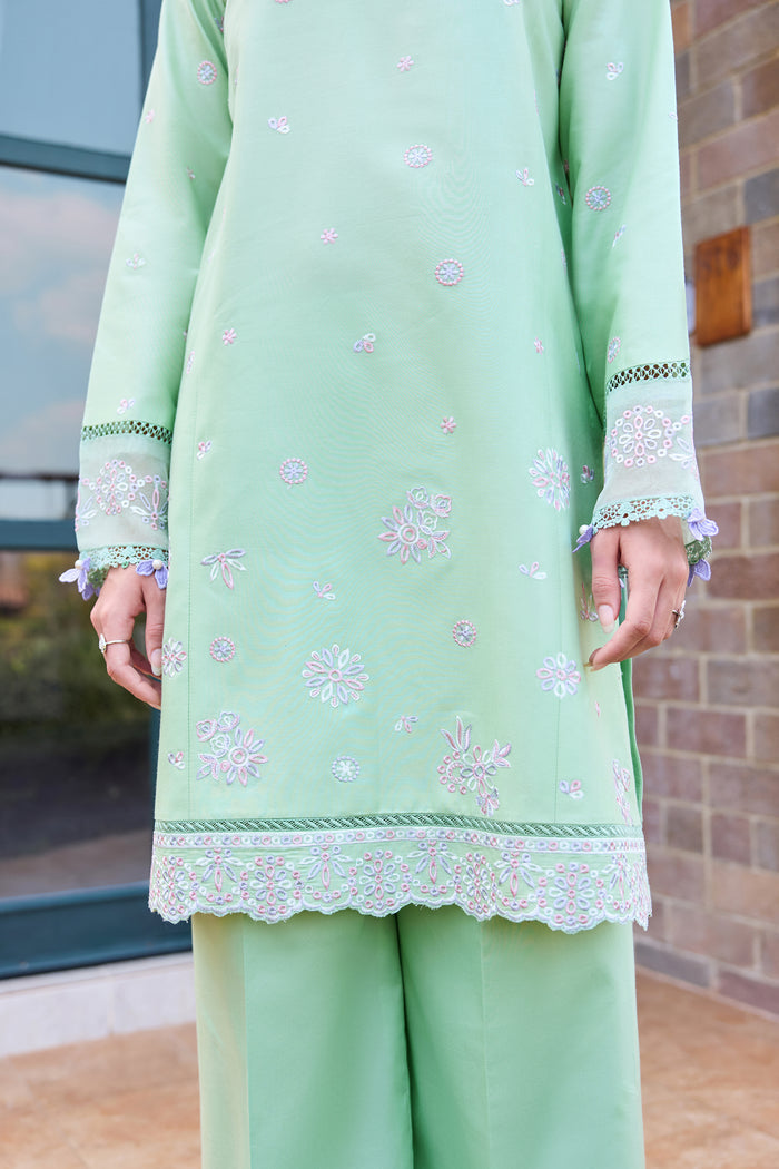 Farasha Sorine Summer Embroidered Lawn Unstitched 3Pc Suit - Aqua Cloud