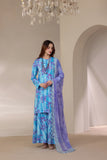 Feathers The Imperial Bloom Printed Lawn Unstitched 3Pc Suit Aqua Hibiscus-FT659