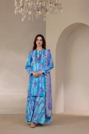 Feathers The Imperial Bloom Printed Lawn Unstitched 3Pc Suit Aqua Hibiscus-FT659