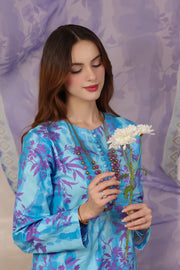 Feathers The Imperial Bloom Printed Lawn Unstitched 3Pc Suit Aqua Hibiscus-FT659