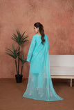 Feathers Premium Embroidered Lawn Unstitched 3Pc Suit - Aqua Lumière