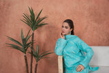 Feathers Premium Embroidered Lawn Unstitched 3Pc Suit - Aqua Lumière