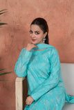 Feathers Premium Embroidered Lawn Unstitched 3Pc Suit - Aqua Lumière