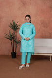 Feathers Premium Embroidered Lawn Unstitched 3Pc Suit - Aqua Lumière