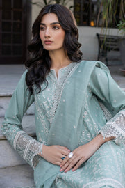 Farasha Summer Essentials Embroidered Lawn Unstitched 3Pc Suit - Aqua Pearl