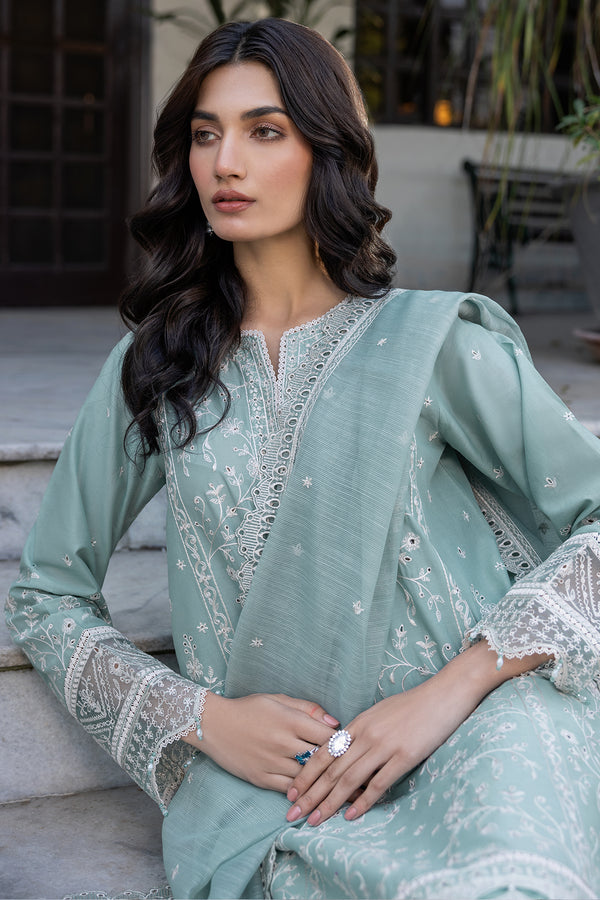Farasha Summer Essentials Embroidered Lawn Unstitched 3Pc Suit - Aqua Pearl