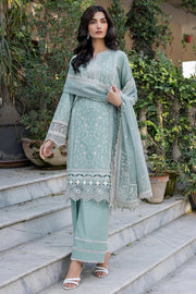 Farasha Summer Essentials Embroidered Lawn Unstitched 3Pc Suit - Aqua Pearl