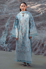 Afrozeh Summer Together Embroidered Lawn Unstitched 3Pc Suit - AQUAMARINE