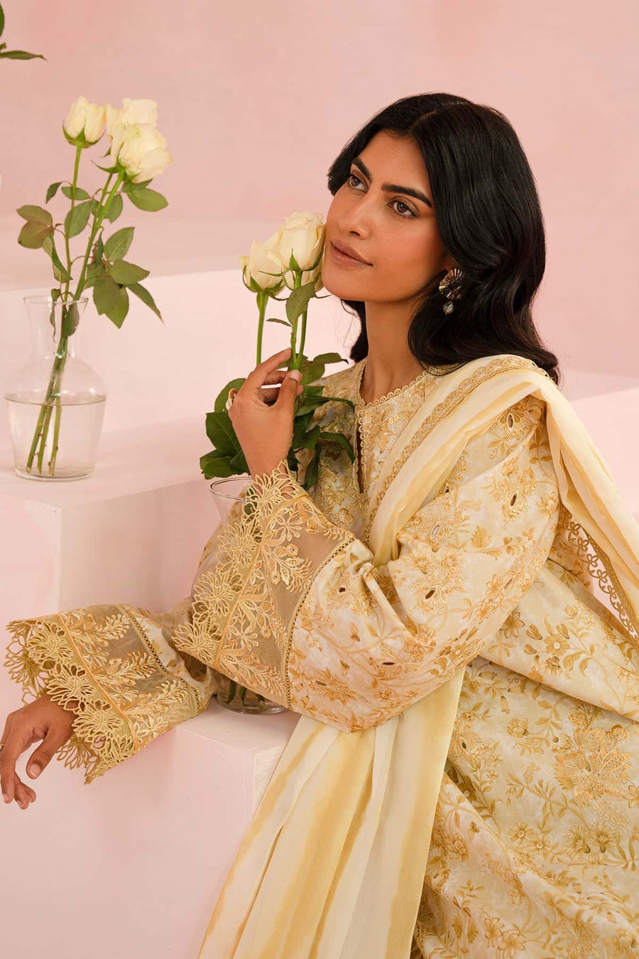 Afrozeh Floral Charm Embroidered Lawn Unstitched 3Pc Suit AL-25-V5-06 Arbor