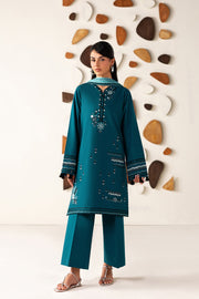 Farasha Summer Melody Embroidered Lawn Unstitched 3Pc Suit - Arctic Teal