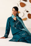Farasha Summer Melody Embroidered Lawn Unstitched 3Pc Suit - Arctic Teal
