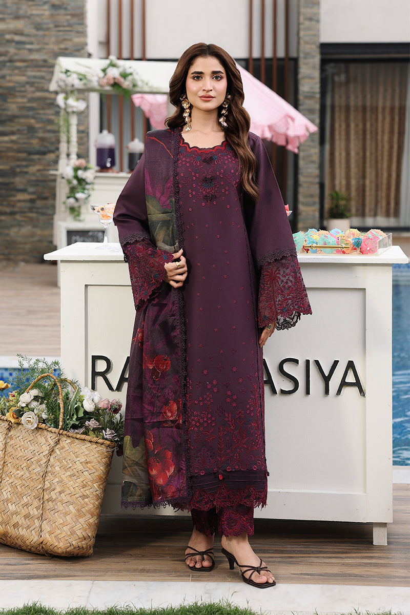 Rang Rasiya Florence Festive Embroidered Lawn Unstitched 3Pc Suit - AREZOU