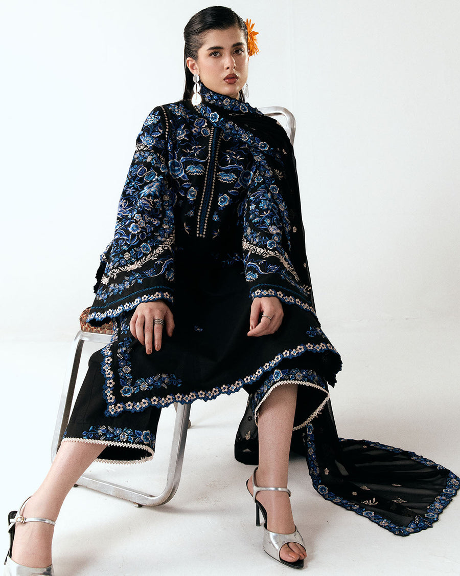 Jugnu Lahore Spring Summer Unstitched Embroidered Cotton 3Pc Suit - Ari