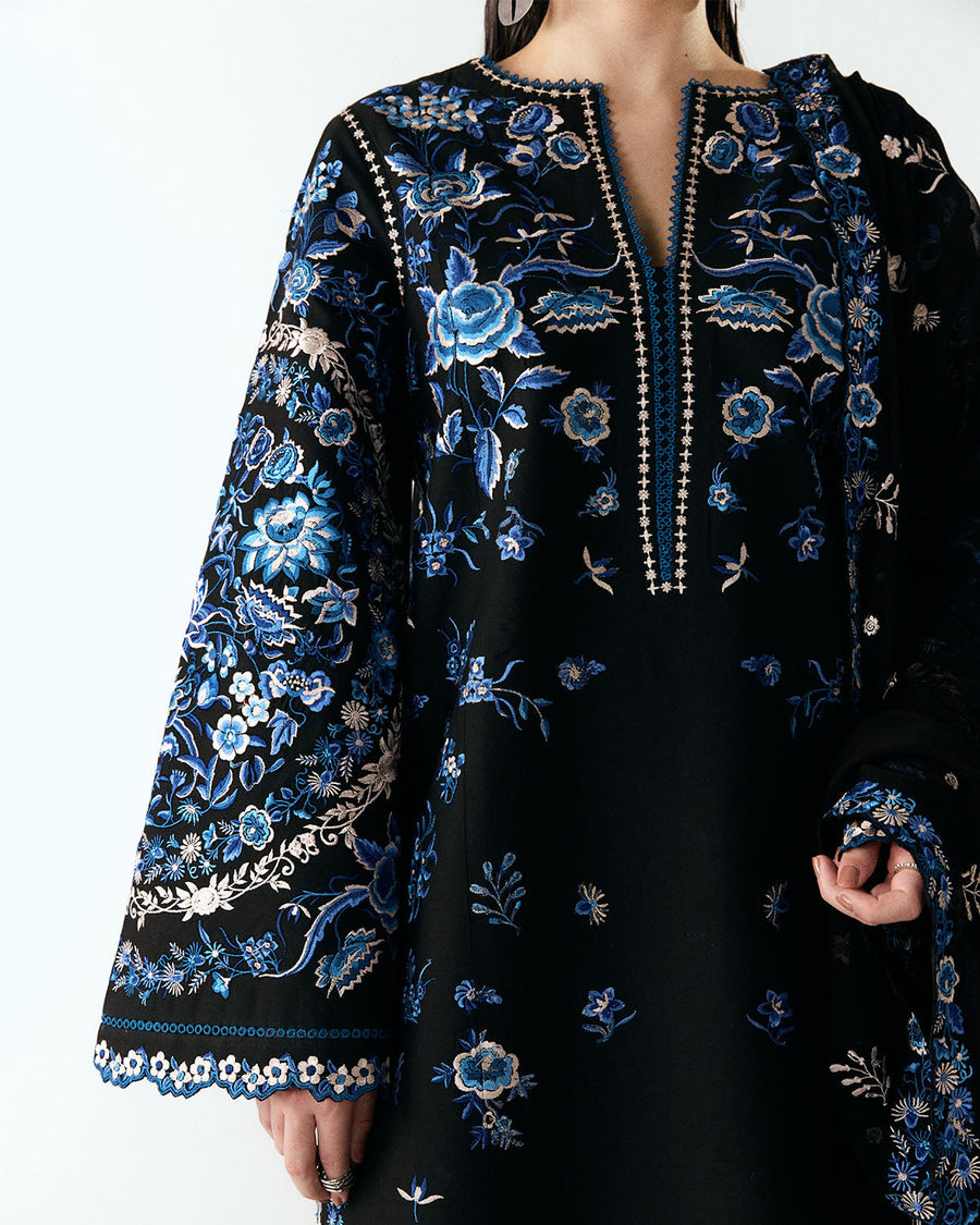 Jugnu Lahore Spring Summer Unstitched Embroidered Cotton 3Pc Suit - Ari