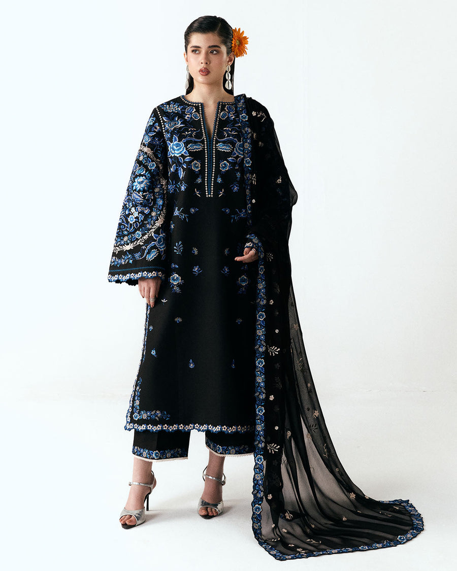 Jugnu Lahore Spring Summer Unstitched Embroidered Cotton 3Pc Suit - Ari