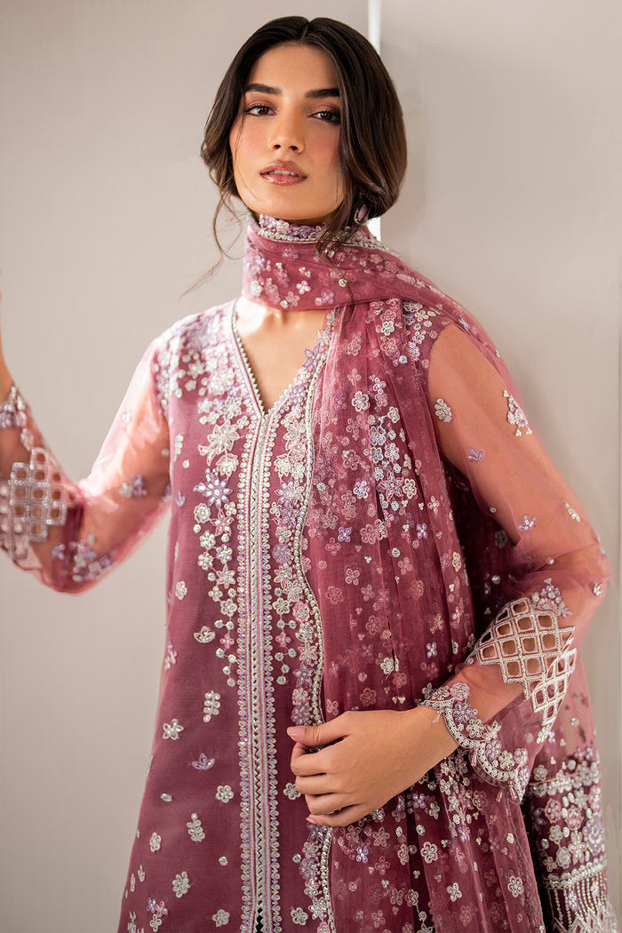Farasha Luxury Formal Embroidered Net Unstitched 3Pc Suit - Ariana