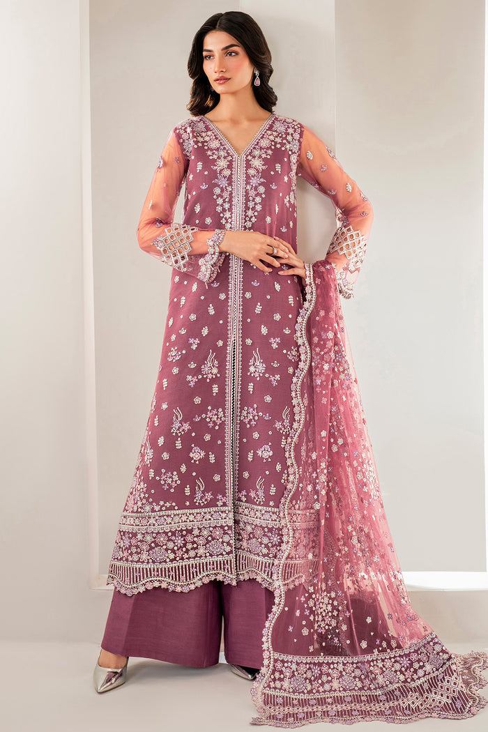 Farasha Luxury Formal Embroidered Net Unstitched 3Pc Suit - Ariana
