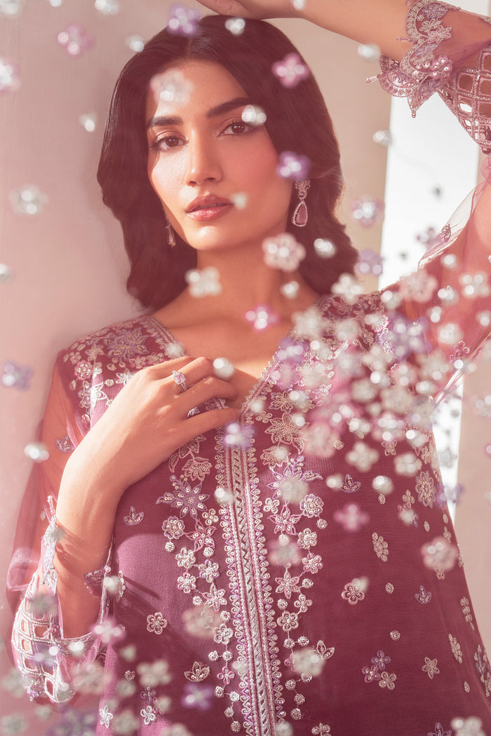Farasha Luxury Formal Embroidered Net Unstitched 3Pc Suit - Ariana