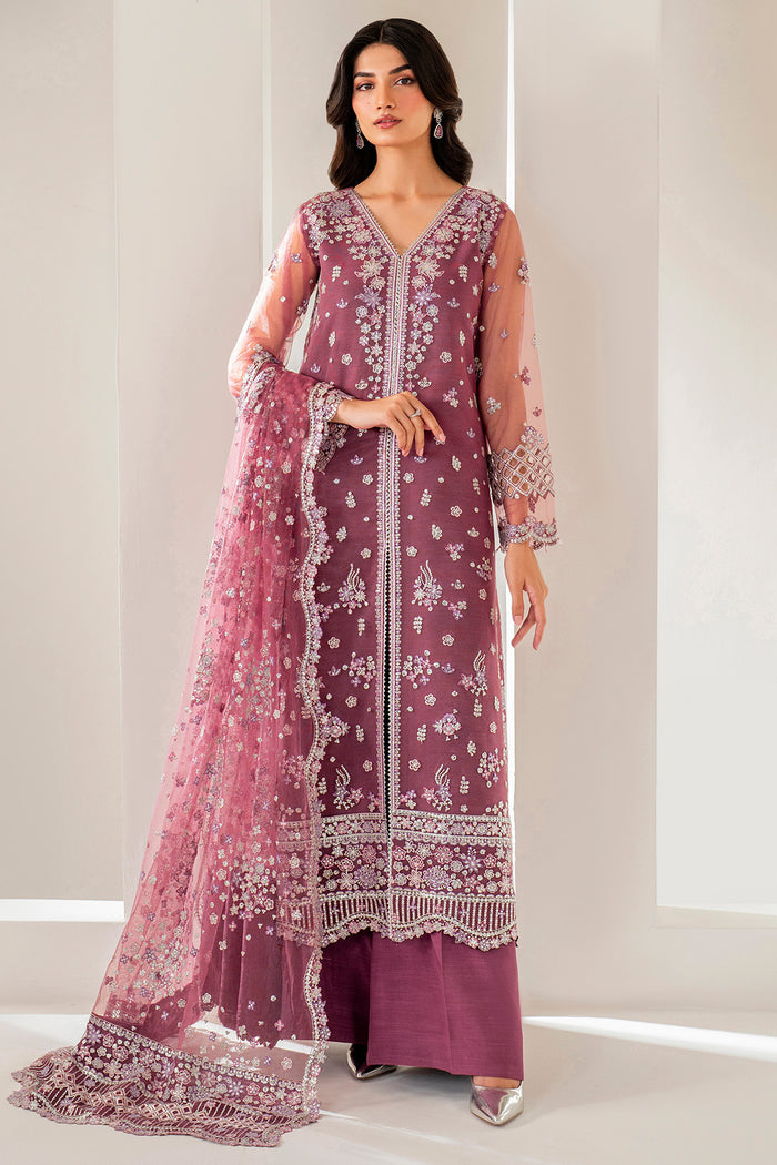 Farasha Luxury Formal Embroidered Net Unstitched 3Pc Suit - Ariana